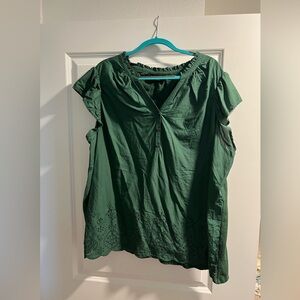 Lane Bryant green ruffle sleeved, eyelet shirt